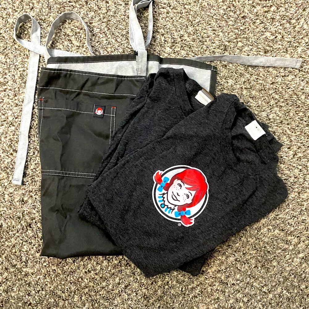 Wendy’s uniform pack, apron and two shirts: